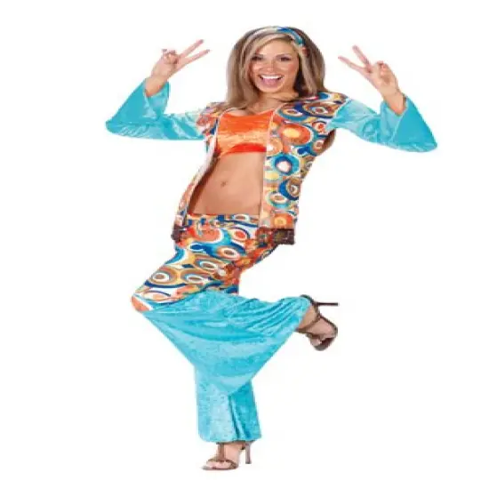 Fun World Groovy Hippie Women's Adult Halloween Costume Size Medium/Large (10-14) #1050 Blue {1}