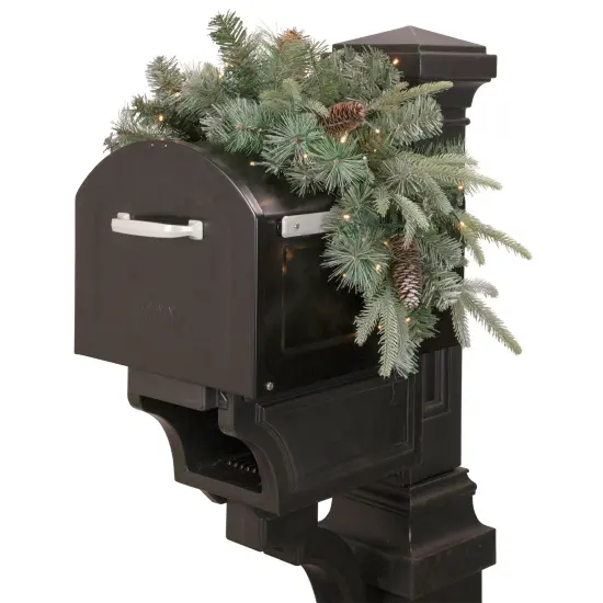Northlight Real Touch&trade;️ Pre-lit Pinecone and Mixed Pine Artificial Mailbox Christmas Swag - 36" Green {1}