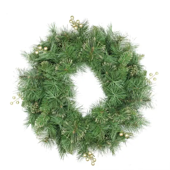 Northlight Mixed Pine and Glittered Berry Artificial Christmas Wreath - 24-Inch, Unlit Green {1}