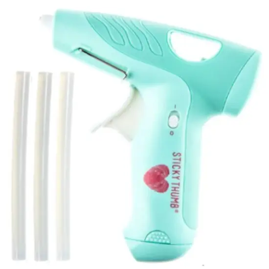 American Crafts 340278 Sticky Thumb Cordless Mini Hot Glue Gun-Blue and Sticks (4 pieces pack (gun and 3 sticks) ) {3}