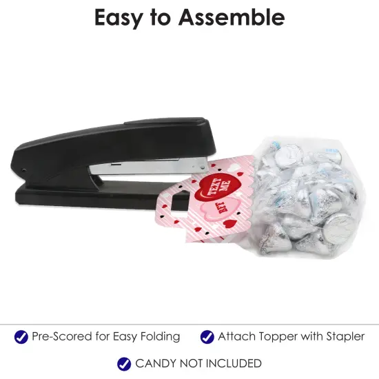 Big Dot of Happiness Conversation Hearts - DIY Valentine's Day Party Clear Goodie Favor Bag Labels - Candy Bags with Toppers - Set of 24 {6}