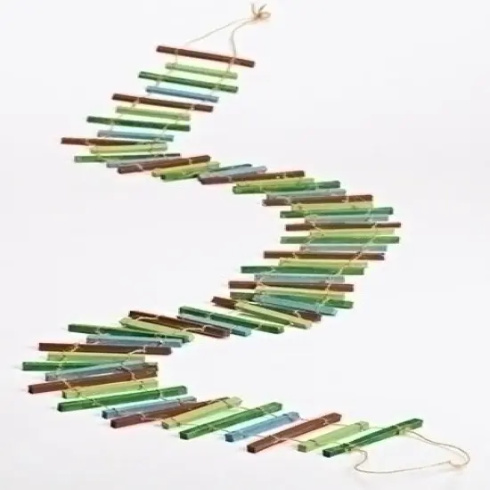 Roman Ladder Style Artificial Christmas Garland - 6' x 4.5" - Green and Blue - Unlit {1}