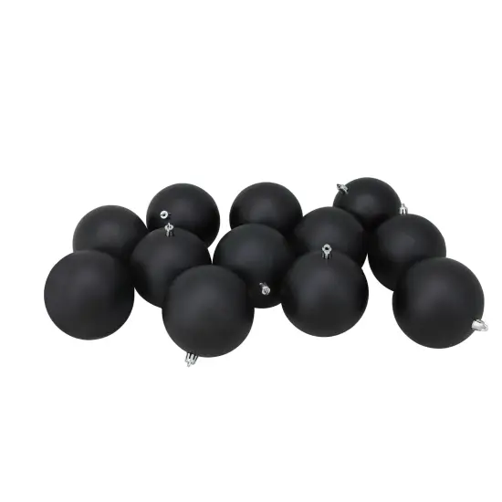 Northlight Matte Shatterproof Christmas Ball Ornaments - 4" (100mm) - Jet Black - 12ct {1}