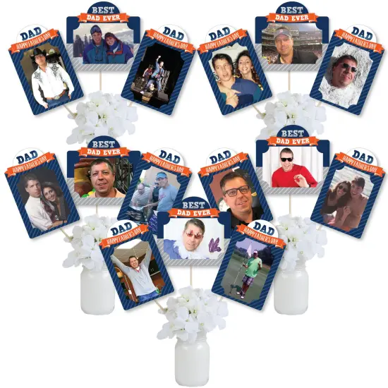 Big Dot of Happiness Happy Father's Day - We Love Dad Party Picture Centerpiece Sticks - Photo Table Toppers - 15 Pieces {1}