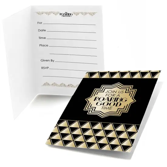 Big Dot of Happiness Roaring 20's - Fill In 1920s Art Deco Jazz Party Invitations (8 count) {1}