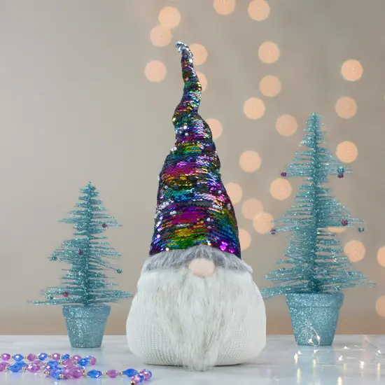 Northlight Gnome with Rainbow Flip Sequin Hat Christmas Decoration - 24" Multi {3}