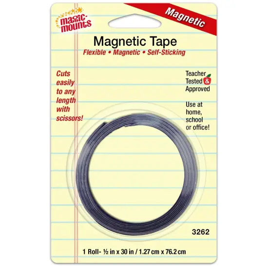 Self-Sticking Magnetic Tape Roll, 1/2" x 30", Pack of 12 {2}