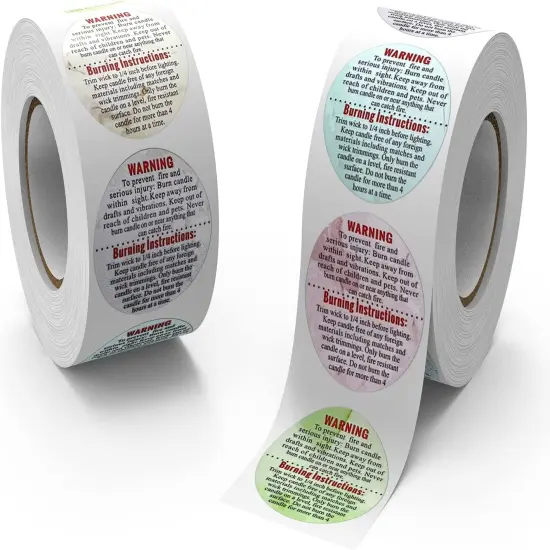 1000 PCS Candle Warning Labels, 1.5Inch round Candle Safety Labels Sticker for Candle Making DIY Candle Jars (Black) Colourful {1}