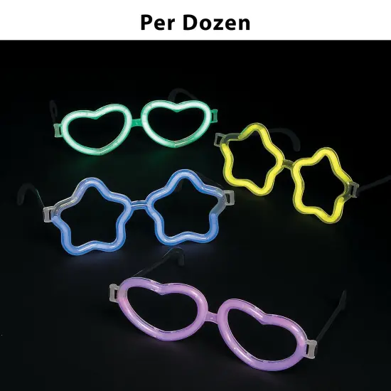 Heart & Star Glow Stick Glasses 12 Pieces {1}