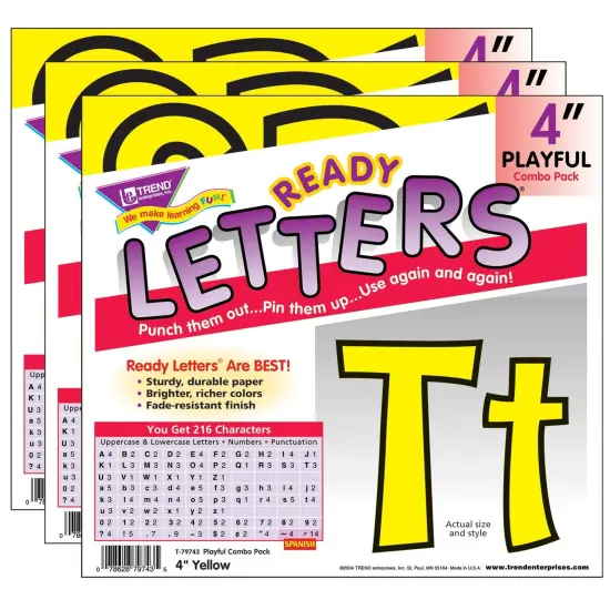 Yellow 4" Playful Combo Ready Letters&reg;, 3 Packs {1}
