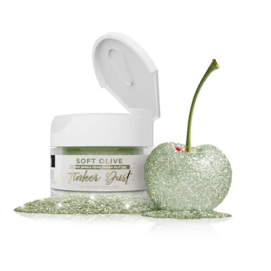 Bakell - Soft Olive Green Tinker Dust Edible Glitter (5g, 1x Jar) for Food, Desserts, and Beverages! {1}
