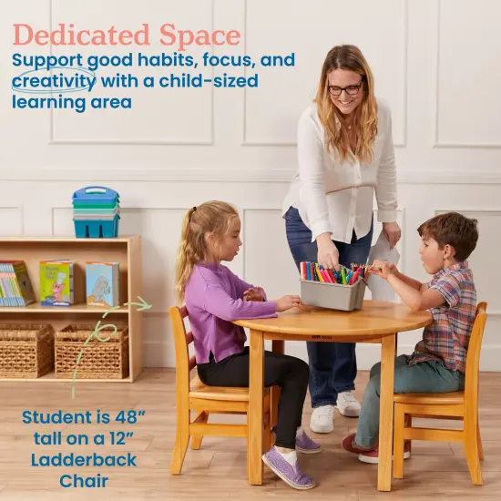 30in D Round Hardwood Table with 22in Legs, Kids Furniture Honey {3}