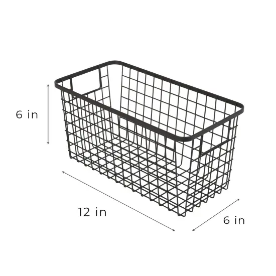 Smart Design Nestable Basket Organizer with Handles - Steel - 6 x 12 x 6 - Black- Set of 4 {3}