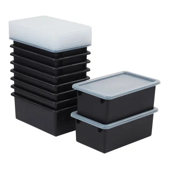 Cubby Storage Bin with Lid, Multipurpose Organization, 10-Pack Black {1}