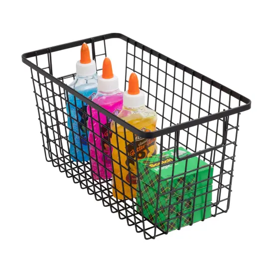 Smart Design Nestable Basket Organizer with Handles - Steel - 6 x 12 x 6 - Black- Set of 4 {1}
