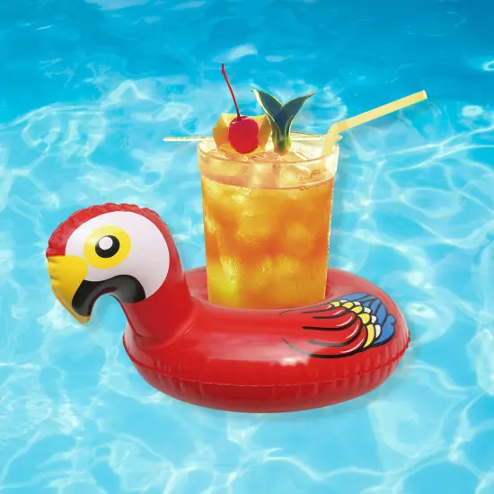 Northlight 10" Inflatable Parrot Swimming Pool Floating Drink Holder Red {3}