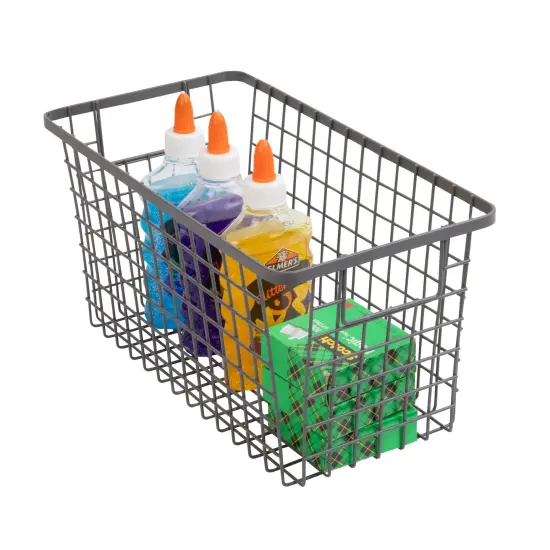 Smart Design Nestable Basket Organizer with Handles - Steel - 6 x 12 x 6 - Gunmetal - Set of 4 {2}