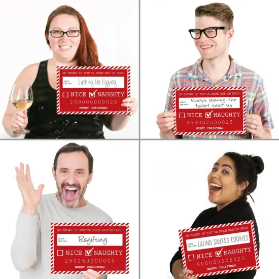 Big Dot of Happiness Santa's Naughty List Mug Shots - Christmas Party Photo Booth Props Party Mugshot Signs - 20 Count {4}