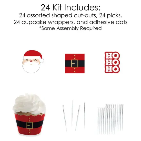 Big Dot of Happiness Jolly Santa Claus - Cupcake Decoration - Christmas Party Cupcake Wrappers and Treat Picks Kit - Set of 24 {6}