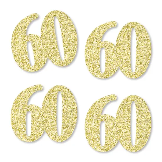 Big Dot of Happiness Gold Glitter 60 - No-Mess Real Gold Glitter Cut-Out Numbers - 60th Birthday Party Confetti - Set of 24 {1}