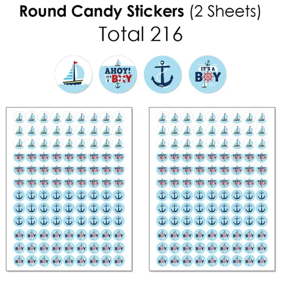 Big Dot of Happiness Ahoy It's a Boy - Nautical Baby Shower Candy Favor Sticker Kit - 304 Pieces {6}
