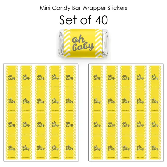 Big Dot of Happiness Hello Little One - Yellow and Gray - Mini Candy Bar Wrapper Stickers - Neutral Baby Shower Small Favors - 40 Count {4}