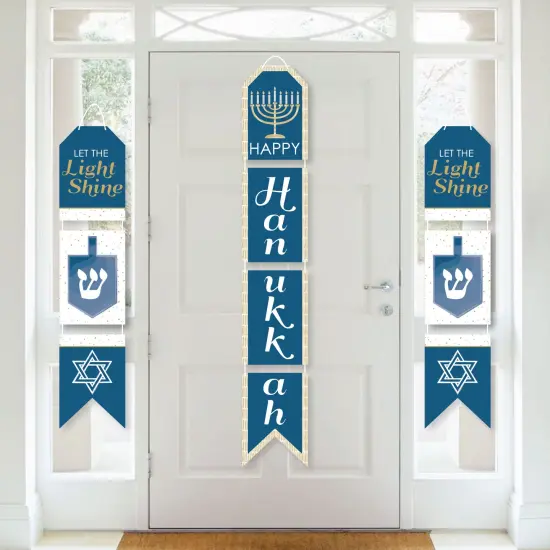 Big Dot of Happiness Happy Hanukkah - Hanging Vertical Paper Door Banners - Chanukah Holiday Party Wall Decoration Kit - Indoor Door Decor {1}