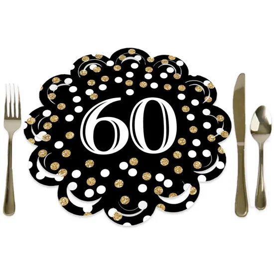 Big Dot of Happiness Adult 60th Birthday - Gold - Birthday Party Round Table Decorations - Paper Chargers - Place Setting For 12 {1}