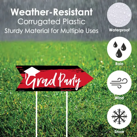 Big Dot of Happiness Arrow Red Graduation Party Direction Signs - Double Sided Outdoor Yard Signs - Set of 6 {4}