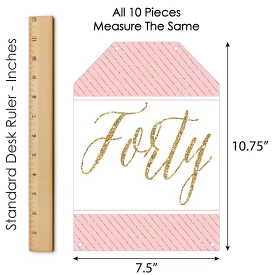 Big Dot of Happiness Chic 40th Birthday - Pink, Black & Gold - Hanging Vertical Paper Door Banners - Birthday Party Wall Decor Kit - Indoor Door Decor {7}