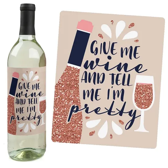 Big Dot of Happiness But First, Wine - Wine Tasting Party Decorations for Women and Men - Wine Bottle Label Stickers - Set of 4 {6}