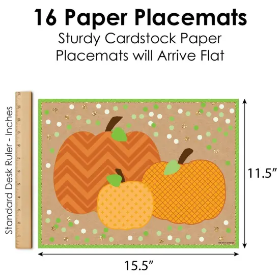 Big Dot of Happiness Pumpkin Patch - Party Table Decorations - Fall, Halloween or Thanksgiving Party Placemats - Set of 16 {6}