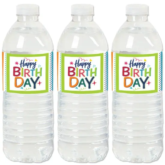 Big Dot of Happiness Cheerful Happy Birthday - Colorful Birthday Party Water Bottle Sticker Labels - Set of 20 {1}