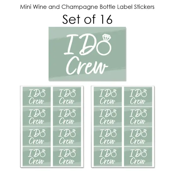 Big Dot of Happiness Sage Green Elegantly Simple - Mini Wine & Champagne Bottle Label Stickers - Wedding or Bridal Shower Guest Party Favor Gift 16 Ct {7}
