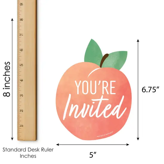 Big Dot of Happiness Sweet as a Peach - Shaped Fill-In Invitations - Fruit Themed Baby Shower or Birthday Party Invitation Cards with Envelopes 12 Ct {7}
