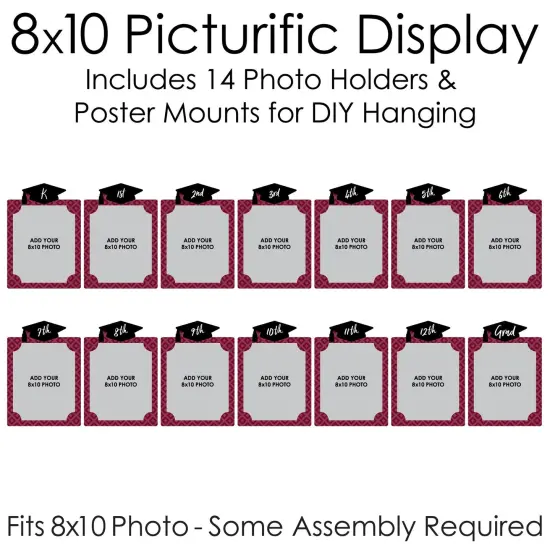Big Dot of Happiness Maroon Graduation 8 x 10 inches K-12 School Photo Holder - DIY Party Decor - Picturific Display {6}