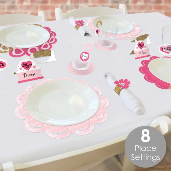 Big Dot of Happiness Be My Galentine - Galentine's & Valentine's Day Party Paper Charger and Table Decorations - Chargerific Kit - Place Setting for 8 {3}