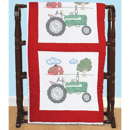 Jack Dempsey Stamped White Quilt Blocks 18"X18" 6/Pkg-Tractor {3}