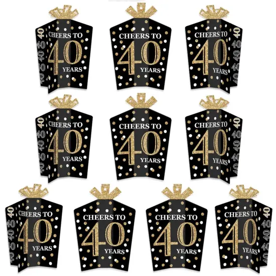 Big Dot of Happiness Adult 40th Birthday - Gold - Table Decorations - Birthday Party Fold and Flare Centerpieces - 10 Count {1}
