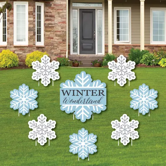 Big Dot of Happiness Winter Wonderland - Yard Sign and Outdoor Lawn Decorations - Snowflake Holiday Party and Winter Wedding Yard Signs - Set of 8 {1}