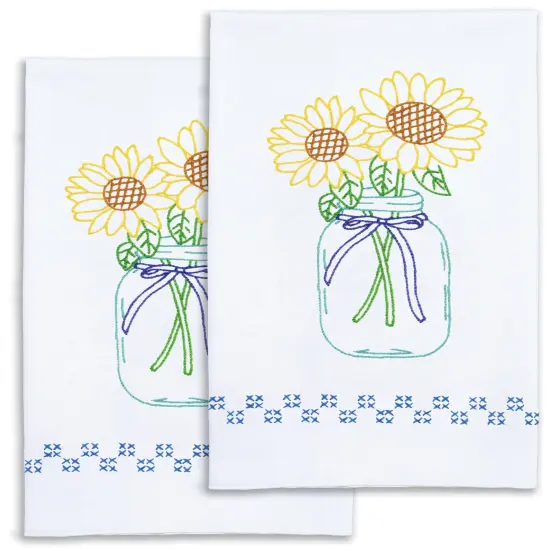 Jack Dempsey Stamped Decorative Hand Towel Pair 17"X28"-Sunflowers {2}