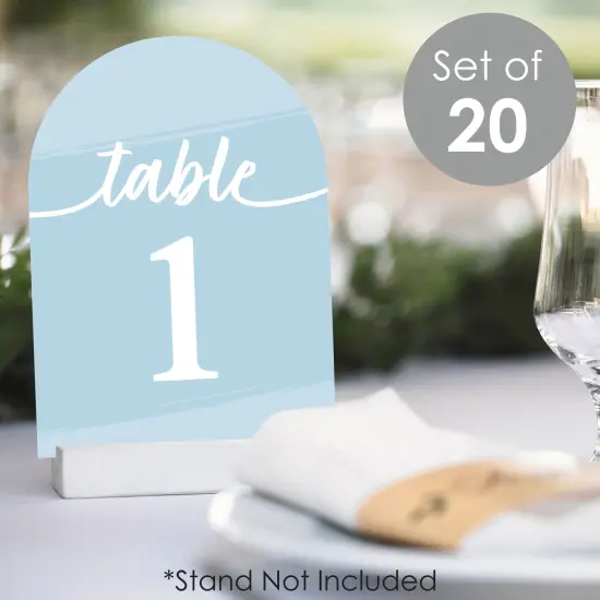 Big Dot of Happiness Dusty Blue Elegantly Simple - Wedding Receptions, Parties or Events Double-Sided 5 x 7 inches Cards - Table Numbers - 1-20 {3}