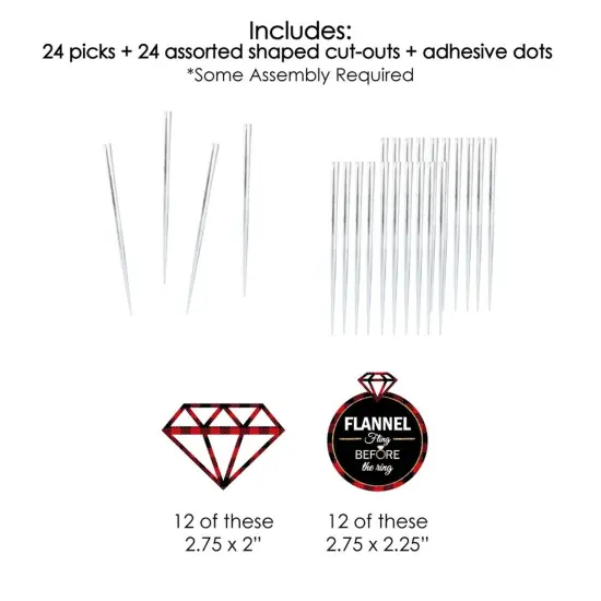 Big Dot of Happiness Flannel Fling Before the Ring - Dessert Cupcake Toppers - Buffalo Plaid Bachelorette Party Clear Treat Picks - Set of 24 {7}