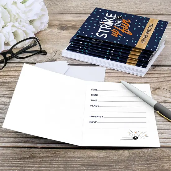 Big Dot of Happiness Strike Up the Fun - Bowling - Fill-in Birthday Party or Baby Shower Invitations (8 Count) {6}