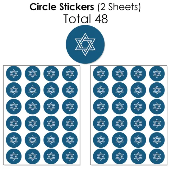 Big Dot of Happiness Happy Hanukkah - Mini Candy Bar Wrappers, Round Candy Stickers & Circle Stickers - Chanukah Candy Favor Sticker Kit - 304 Pieces {7}