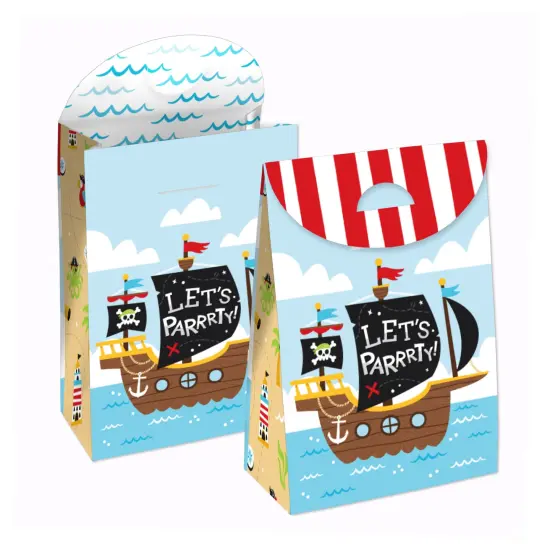 Big Dot of Happiness Pirate Ship Adventures - Skull Birthday Gift Favor Bags - Party Goodie Boxes - Set of 12 {1}