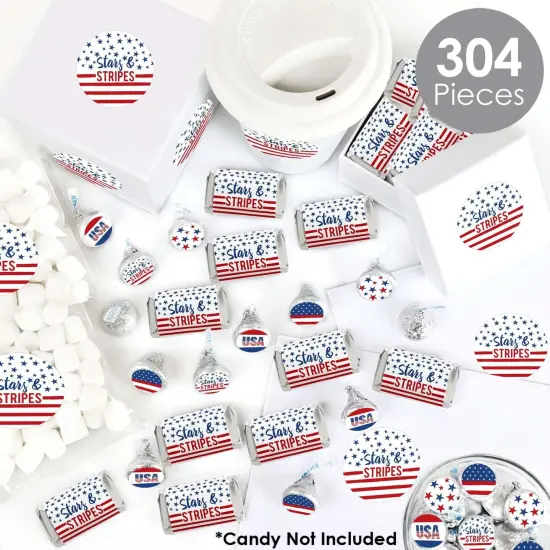 Big Dot of Happiness Stars & Stripes - Memorial Day, 4th of July and Labor Day USA Patriotic Party Candy Favor Sticker Kit - 304 Pieces {3}