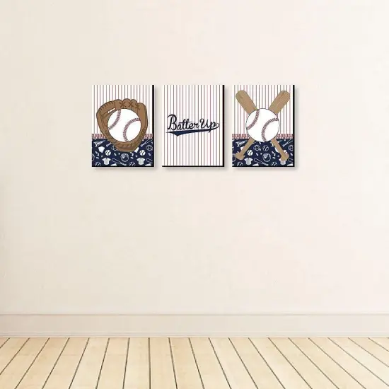 Big Dot of Happiness Batter Up - Baseball - Sports Themed Nursery Wall Art, Kids Room Decor & Game Room Home Decor - 7.5 x 10 inches - Set of 3 Prints {4}