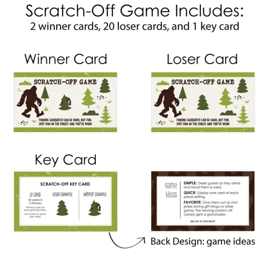 Big Dot of Happiness Sasquatch Crossing - Bigfoot Party or Birthday Party Game Scratch Off Cards - 22 Count {6}