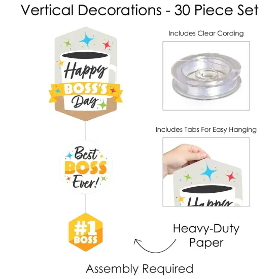 Big Dot of Happiness Happy Boss's Day - Best Boss Ever DIY Dangler Backdrop - Hanging Vertical Decorations - 30 Pieces {7}